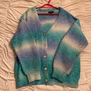 Blue and white cardigan